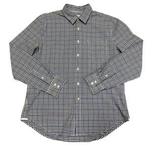 BODEN CHECKERED SHIRT SZ L BLUE WHITE LONG SLEEVE COTTON BUTTON FRONT MENS